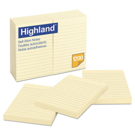 Highland™ Self-Stick Notes, 4 x 6, Yellow, 100-Sheet