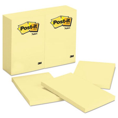 Post-it® Notes Original Pads in Canary Yellow, 4 x 6, 100-Sheet, 12/Pack