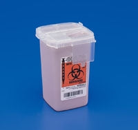 Cardinal Sharps Container SharpSafety™ 11 H X 10-3/4 W X 4-3/4 D Inch 1 Quart Translucent Base / Translucent Lid Vertical Entry 2 Hinged Snap On Lid