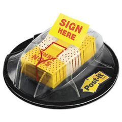 Post-it® Flags Page Flags in Dispenser, "Sign Here", Yellow, 200 Flags/Dispenser
