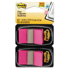 Post-it® Flags Standard Page Flags in Dispenser, Bright Pink, 100 Flags/Dispenser