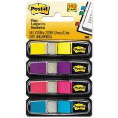 Post-it® Flags Small Page Flags in Dispensers, 0.5" x 1.75", Four Colors, 35/Color, 4 Dispensers/Pack