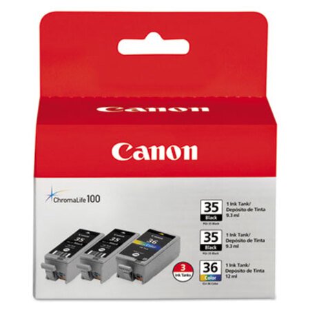 Canon® 1509B007 (CLI-36) Ink, Black/Tri-Color, 3/Pack