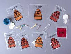 RD Plastics Company Specimen Transport Bag with Document Pouch Color Coded Top 6 X 9 Inch Plastic Zip Closure STAT / Biohazard Symbol / Storage Instructions NonSterile