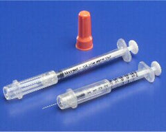 Cardinal Insulin Syringe with Needle Monoject™ 1 mL 29 Gauge 1/2 Inch Attached Needle Sliding Safety Needle - M-222743-1485 - Box of 100