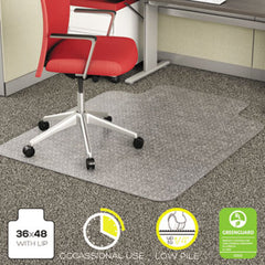 Deflecto® EconoMat Occasional Use Chair Mat, Low Pile Carpet, Flat, 36 x 48, Lipped, Clear