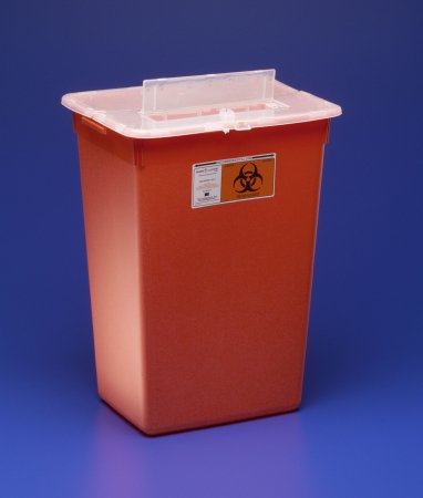 Cardinal Sharps Container Sharps-A-Gator™ 15-1/2 H X 21-1/2 W X 12 D Inch 10 Gallon Red Base / Clear Lid Horizontal Entry Hinged Split Lid - M-222861-2014 - Case of 6