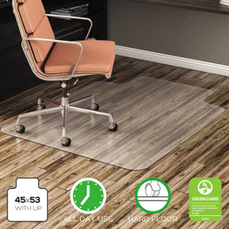 Deflecto® EconoMat All Day Use Chair Mat for Hard Floors, 45 x 53, Wide Lipped, Clear