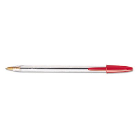Bic® Cristal Xtra Smooth Stick Ballpoint Pen, 1mm, Red Ink, Clear Barrel, Dozen