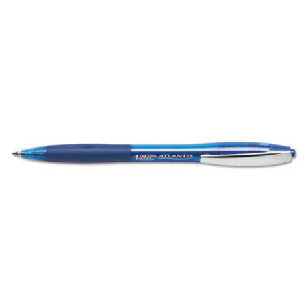 Bic® Atlantis Retractable Ballpoint Pen, Medium 1mm, Blue Ink/Barrel, Dozen