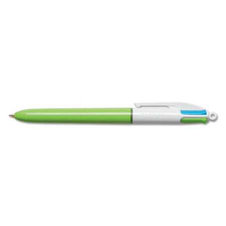Bic® Retractable Ballpoint Pen, 1 mm, Lime/Pink/Purple/Turq Ink, Lime Barrel, 2/Pack