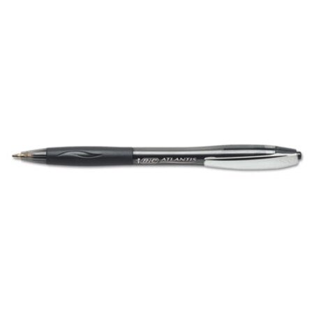 Bic® Atlantis Retractable Ballpoint Pen, Medium 1mm, Black Ink/Barrel, Dozen