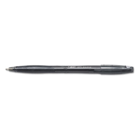 Bic® Atlantis Stick Ballpoint Pen, Medium 1mm, Black Ink/Barrel, Dozen
