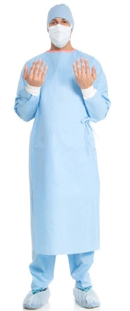 O&M Halyard Inc Plastic-Reinforced Surgical Gown with Towel ULTRA Zoned X-Large Blue Sterile ASTM D4966 Disposable