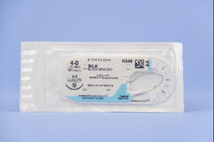 Suture with Needle Perma-Hand Nonabsorbable Coated Black Suture Braided Silk Size 4 - 0 18 Inch Suture 1-Needle 17 mm Length 3/8 Circle Taper Point Cutting Needle