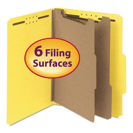 Smead® 100% Recycled Pressboard Classification Folders, 2 Dividers, Letter Size, Yellow, 10/Box