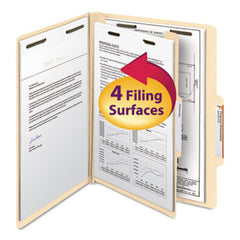 Smead® Manila Four- and Six-Section Top Tab Classification Folders, 1 Divider, Letter Size, Manila, 10/Box