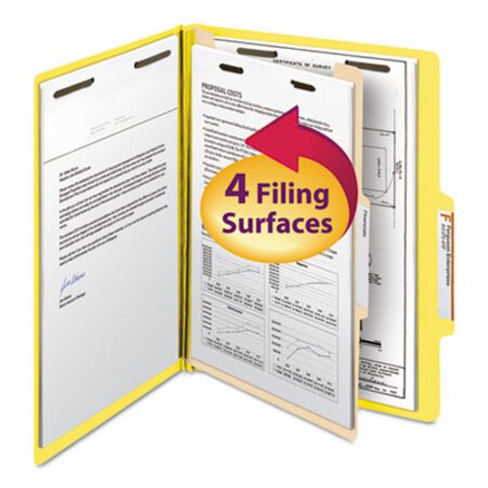 Smead® Colored Top Tab Classification Folders, 1 Divider, Letter Size, Yellow, 10/Box