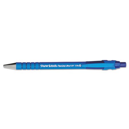 Paper Mate® FlexGrip Ultra Retractable Ballpoint Pen, 0.8mm, Blue Ink, Black/Blue Barrel, Dozen
