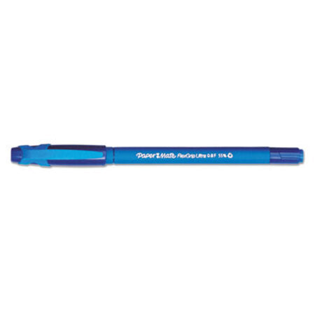 Paper Mate® FlexGrip Ultra Stick Ballpoint Pen, Fine 0.8mm, Blue Ink/Barrel, Dozen