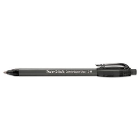 Paper Mate® ComfortMate Ultra Retractable Ballpoint Pen, 1mm, Black Ink/Barrel, Dozen
