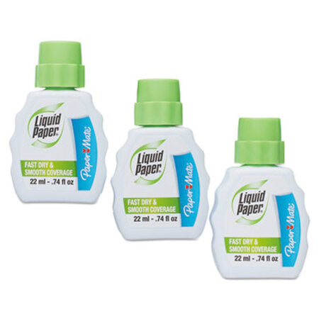 Paper Mate® Liquid Paper® Fast Dry Correction Fluid, 22 ml Bottle, White, 3/Pack