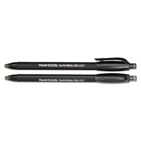 Paper Mate® ComfortMate Ultra Retractable Ballpoint Pen, 0.8mm, Black Ink/Barrel, Dozen