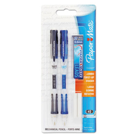 Paper Mate® Clear Point Mechanical Pencil, 0.5 mm, HB (#2.5), Black Lead, Randomly Assorted Barrel Colors, 2/Pack