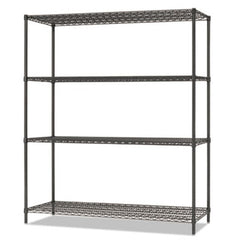 Alera® All-Purpose Wire Shelving Starter Kit, 4-Shelf, 60 x 18 x 72, Black Anthracite Plus