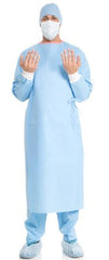 O&M Halyard Inc Plastic-Reinforced Surgical Gown with Towel ULTRA Zoned Large Blue Sterile ASTM D4966 Disposable