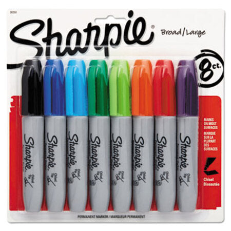 Sharpie® Chisel Tip Permanent Marker, Medium, Assorted Colors, 8/Set