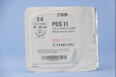Suture with Needle PDS II Absorbable Uncoated Violet Suture Monofilament Polydioxanone Size 2 - 0 18 Inch Suture 1-Needle 26 mm Length 1/2 Circle Reverse Cutting Needle