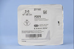 Suture with Needle PDS II Absorbable Uncoated Violet Suture Monofilament Polydioxanone Size 2 - 0 18 Inch Suture 1-Needle 26 mm Length 1/2 Circle Taper Point Needle