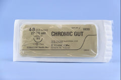 Suture with Needle Absorbable Uncoated Undyed Suture Chromic Gut Size 4 - 0 27 Inch Suture 1-Needle 17 mm Length 1/2 Circle Taper Cut Needle