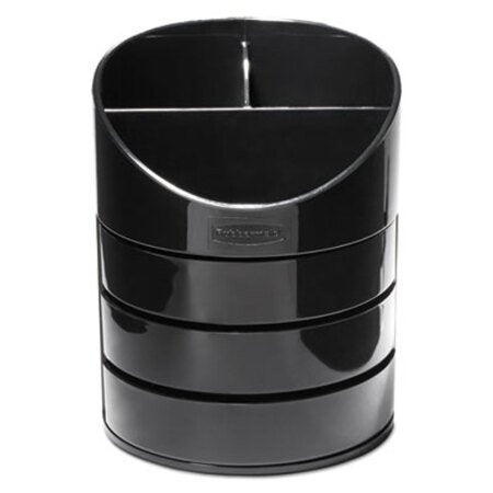 Rubbermaid® Small Storage Divided Pencil Cup, Plastic, 4 1/2 dia. x 5 11/16, Black