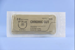 Suture with Needle Absorbable Uncoated Undyed Suture Chromic Gut Size 2 - 0 27 Inch Suture 1-Needle 36.4 mm Length 5/8 Circle Taper Point Needle