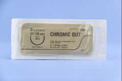 Suture with Needle Absorbable Uncoated Undyed Suture Chromic Gut Size 0 27 Inch Suture 1-Needle 36.4 mm Length 5/8 Circle Taper Point Needle