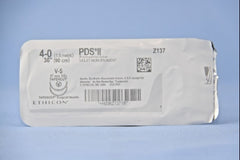Suture with Needle PDS II Absorbable Uncoated Violet Suture Monofilament Polydioxanone Size 4 - 0 36 Inch Suture Double-Armed 17 mm Length 1/2 Circle Taper Cut Needle