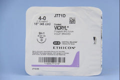 Suture with Needle Coated Vicryl Absorbable Coated Violet Suture Braided Polyglactin 910 Size 4 - 0 18 Inch Suture 1-Needle 22 mm Length 1/2 Circle Taper Point Needle