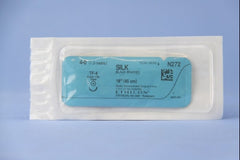 Suture with Needle Perma-Hand Nonabsorbable Coated Black Suture Braided Silk Size 4 - 0 18 Inch Suture 1-Needle 8 mm Length 1/2 Circle Taper Point Needle