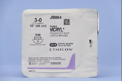 Suture with Needle Coated Vicryl Absorbable Coated Undyed Suture Braided Polyglactin 910 Size 3 - 0 18 Inch Suture 1-Needle 26 mm Length 1/2 Circle Blunt Point Needle