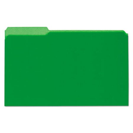 Universal® Interior File Folders, 1/3-Cut Tabs, Legal Size, Green, 100/Box