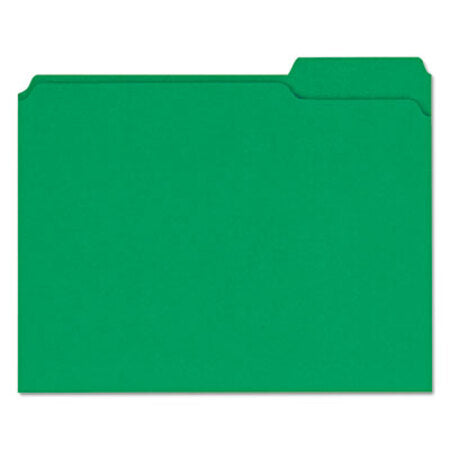 Universal® Reinforced Top-Tab File Folders, 1/3-Cut Tabs, Letter Size, Green, 100/Box