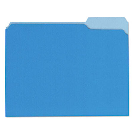 Universal® Interior File Folders, 1/3-Cut Tabs, Letter Size, Blue, 100/Box