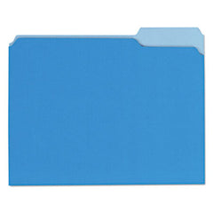 Universal® Interior File Folders, 1/3-Cut Tabs, Letter Size, Blue, 100/Box