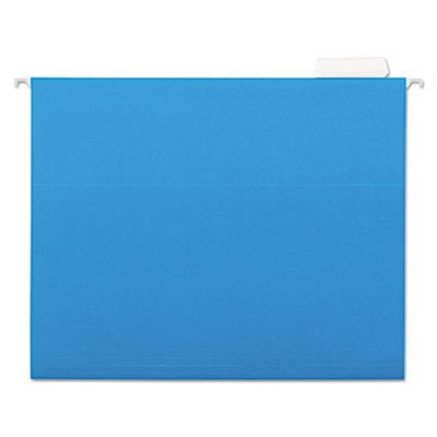 Universal® Deluxe Bright Color Hanging File Folders, Letter Size, 1/5-Cut Tab, Blue, 25/Box