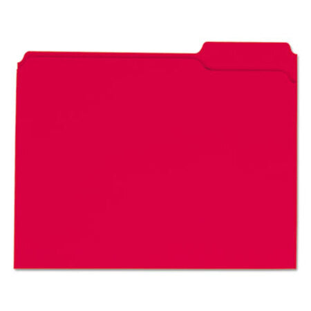 Universal® Reinforced Top-Tab File Folders, 1/3-Cut Tabs, Letter Size, Red, 100/Box