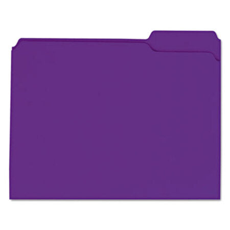 Universal® Reinforced Top-Tab File Folders, 1/3-Cut Tabs, Letter Size, Violet, 100/Box