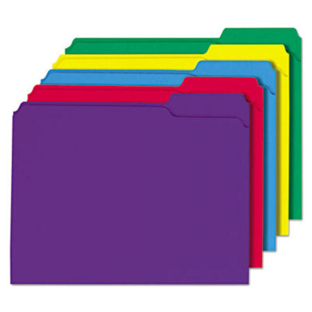 Universal® Reinforced Top-Tab File Folders, 1/3-Cut Tabs, Letter Size, Assorted, 100/Box