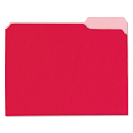 Universal® Interior File Folders, 1/3-Cut Tabs, Letter Size, Red, 100/Box